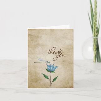 Vintage Aquarellblume und blaue Blume Dankeskarte