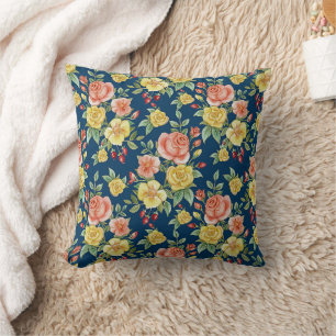 Vintage Aquarellblumen-Rose Hintergrund   Kissen