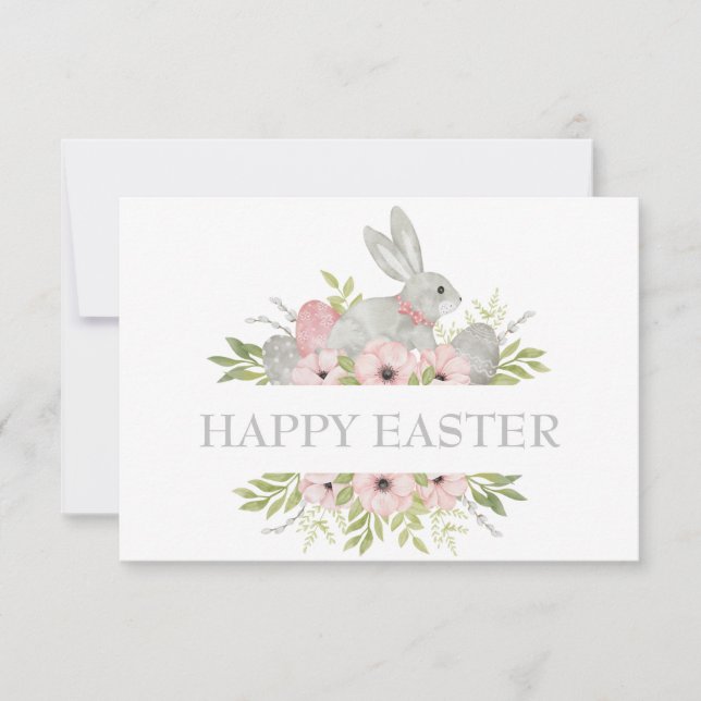 Vintage Aquarelleier Ostern Bunny Ostereier Karte (Vorderseite)