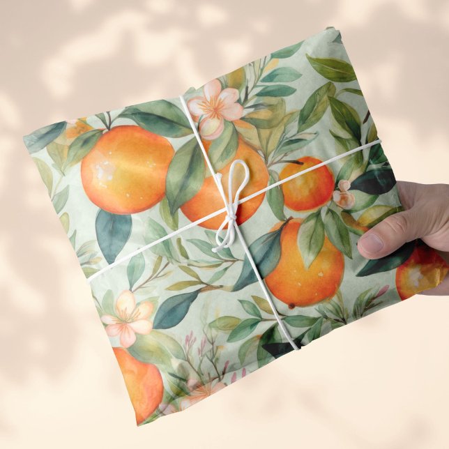 Vintage Aquarellfarbe Mandarine Orange Seidenpapier (watercolor tangerine orange gift wrap
)