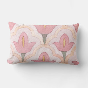 Vintage Aquarellfarbe Marokkanisches Blumenrosa Lendenkissen
