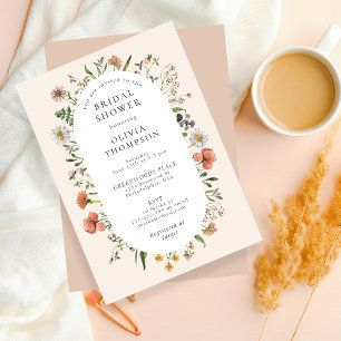 Vintage Aquarellfarbe Wildblume Arche Brautparty Einladung