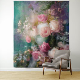 Vintage Aquarellfarben-Rose in allen Farben Wandteppich