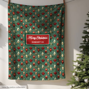 Vintage Aquarellfarben Weihnachtsbaummöbel Mutte F Fleecedecke