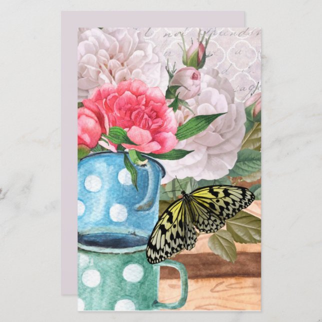 Vintage Aquarellgartendecoupage Scrapbook Papa (Vorne/Hinten)