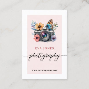 Vintage Aquarellkamera und Blume Fotografie Visitenkarte