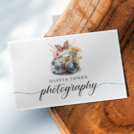 Vintage Aquarellkamera und Blume Fotografie Visitenkarte