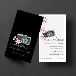 Vintage Aquarellkamera und Floralfotografie Visitenkarte