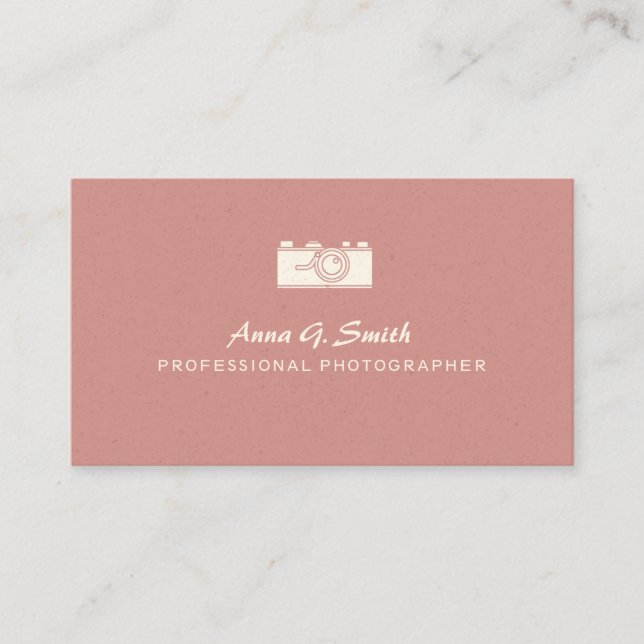 Vintage Aquarellkamera und Rose Visitenkarte (Vorderseite)