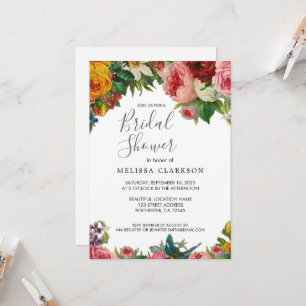 Vintage-Aquarellrosen elegante Brautparty Einladung