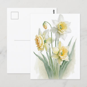 Vintage Aquarelltöne Weiß und Gelb Postkarte