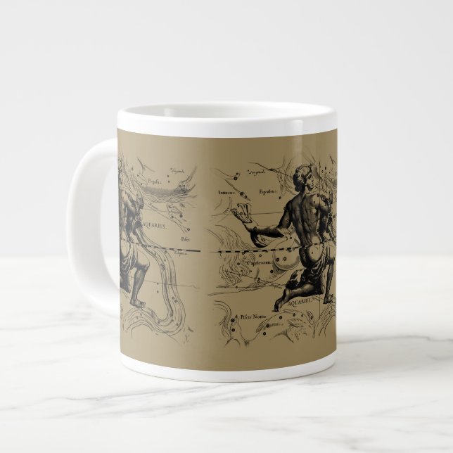 Vintage Aquarius-Konstellation von Hevelius 1690 Jumbo-Tasse (Vorderseite Links)