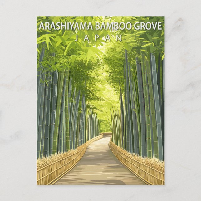 Vintage Arashiyama Bamboo Grove Japan Postkarte (Vorderseite)