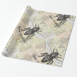 Vintage Arbeiterbiene Illustrationskunst Geschenkpapier