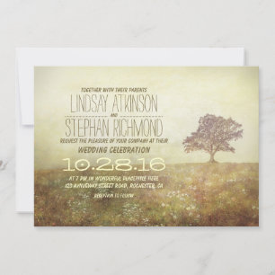 Vintage arbre rustique vieilles invitations de mar