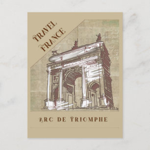 Vintage Arc de Triomphe Paris Frankreich Reise Postkarte