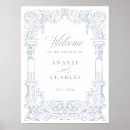 Vintage Arch Vines Frame Wedding Willkommen Poster