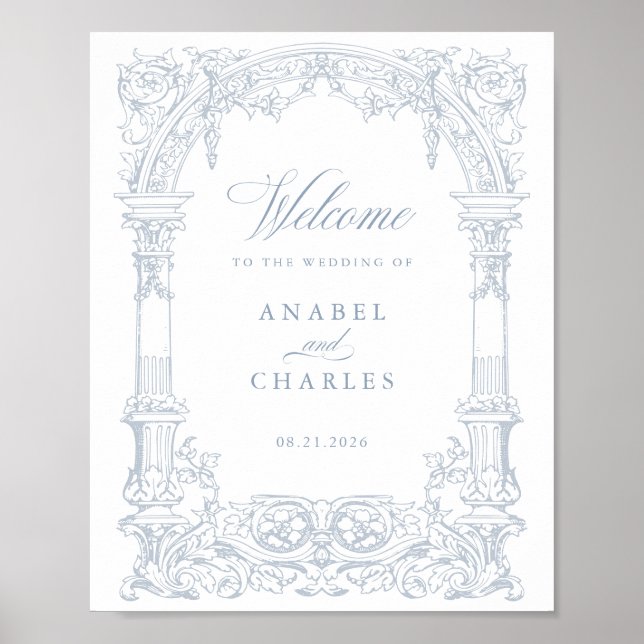 Vintage Arch Vines Frame Wedding Willkommen Poster (Vorne)