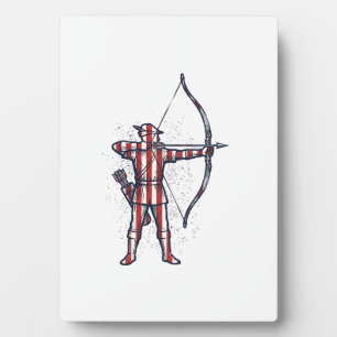 Vintage Archer Amerikanische Flagge Bogenschieß-Ja Fotoplatte