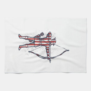 Vintage Archer Amerikanische Flagge Bogenschieß-Ja Geschirrtuch