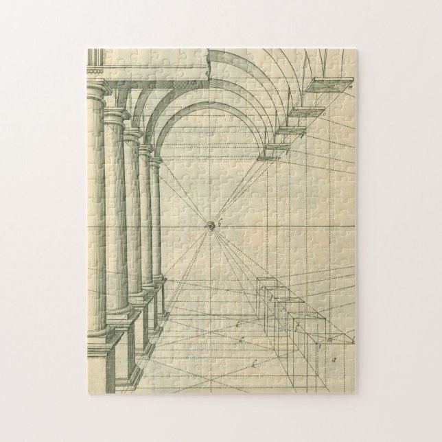 Vintage Architektur, Arches Columns Perspektive (Vertikal)