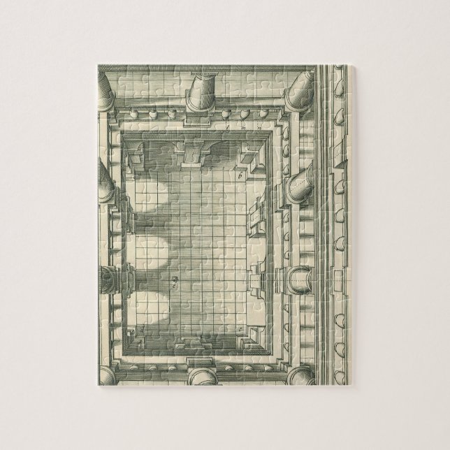 Vintage Architektur, Atrium Courtyard Perspektive (Vertikal)