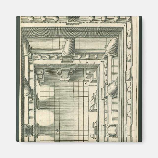Vintage Architektur, Atrium Courtyard Perspektive Magnet (Vorne)