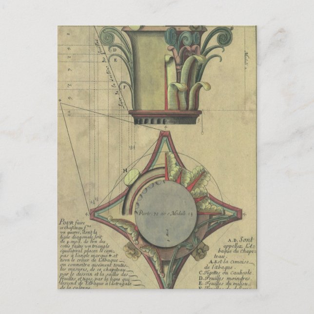 Vintage Architektur, dekorative Hauptstadt Krone Postkarte (Vorderseite)