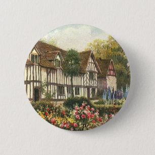 Vintage Architektur Formal Garden Englische Hütte Button