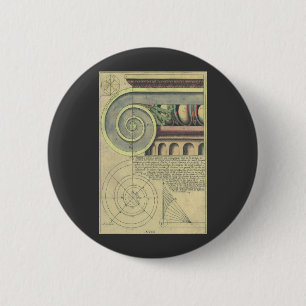 Vintage Architektur; Hauptstadt Volute von Vignola Button