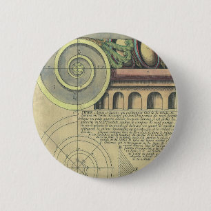 Vintage Architektur; Hauptstadt Volute von Vignola Button