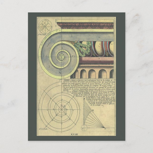 Vintage Architektur; Hauptstadt Volute von Vignola Postkarte (Vorderseite)
