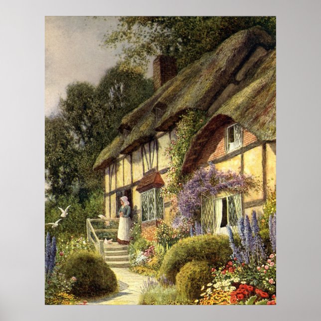 Vintage Architektur, Landhaus Hütte Poster (Vorne)