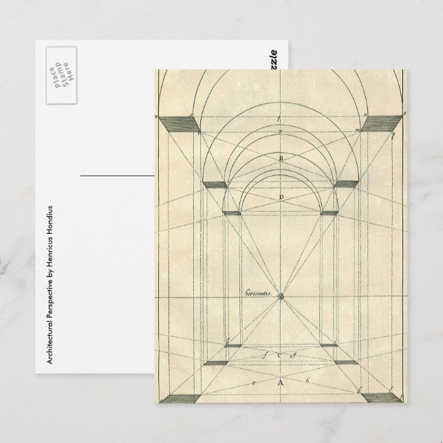 Vintage Architektur, Renaissance Arch-Perspektive Postkarte (Vorne/Hinten)