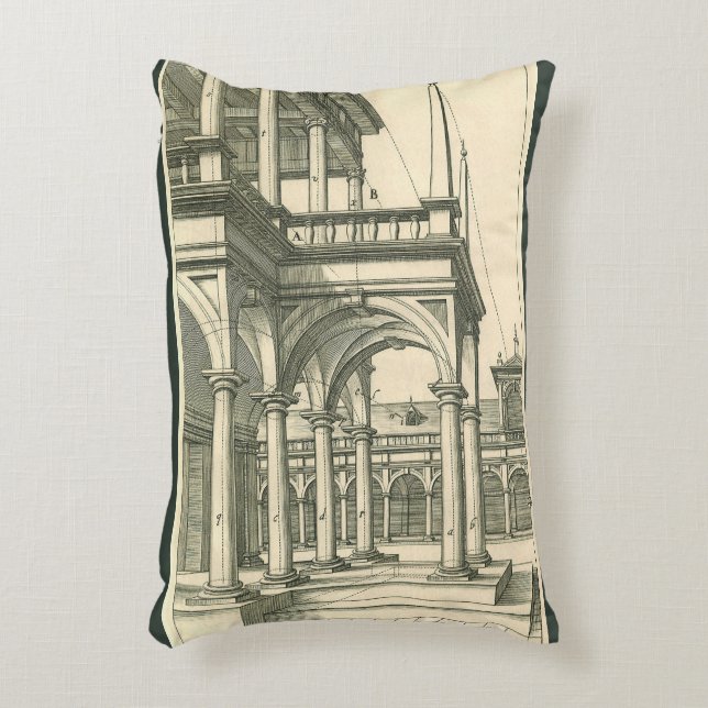 Vintage Architektur, römischer Innenhof mit Säulen Dekokissen (Vorderseite(Vertikal))