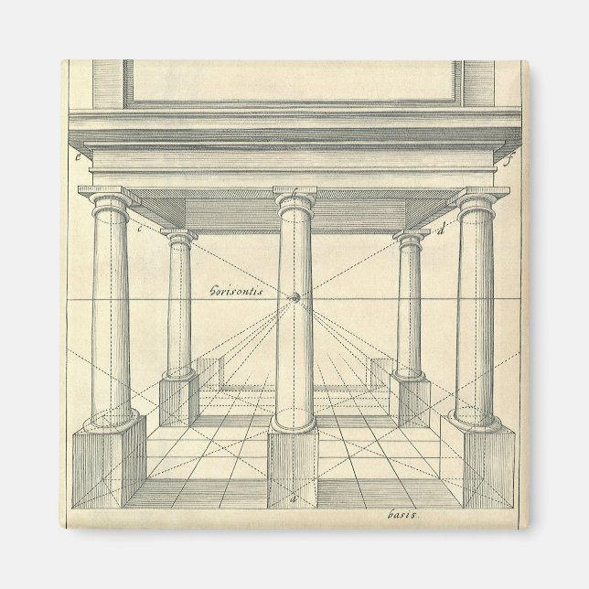 Vintage Architektur, römisches Portico mit Säulen Magnet (Vorne)