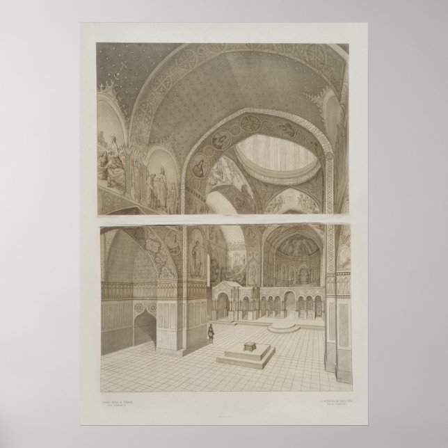 Vintage Architektur Zeichnend Innenhof Poster (Vorne)