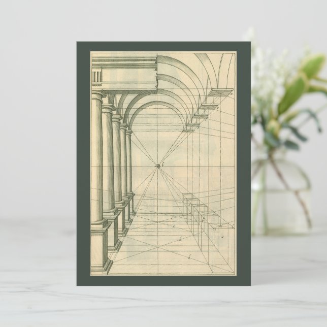 Vintage Architekturbögen Interessante Einladung (Stehend Vorderseite)