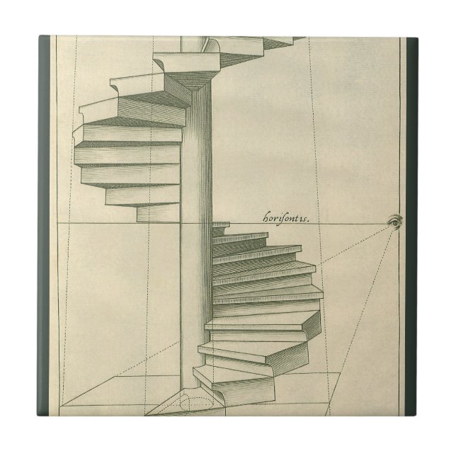 Vintage Architekturtreppen, Spiraltreppe Fliese (Vorderseite)