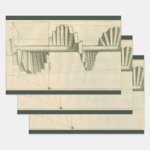 Vintage Architekturtreppen, Spiraltreppe Geschenkpapier Set