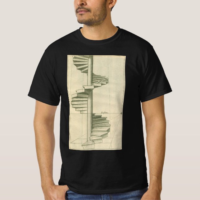 Vintage Architekturtreppen, Spiraltreppe T-Shirt (Vorderseite)