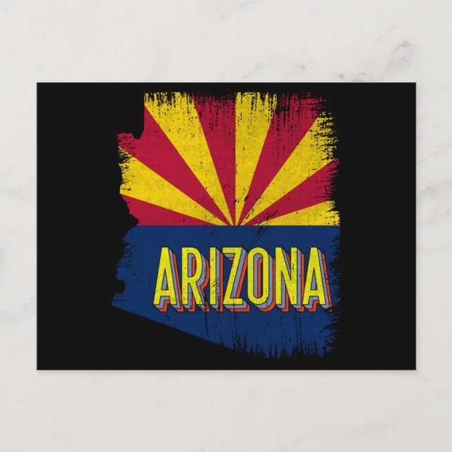 Vintage Arizona AZ State Drapeau Carte Souvenir le (Devant)