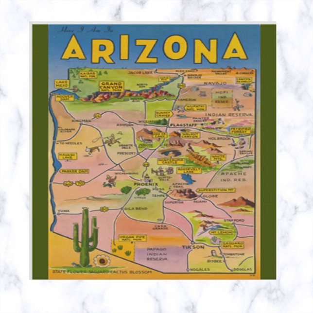 Vintage Arizona Karte und Kaktus (Von Creator hochgeladen)