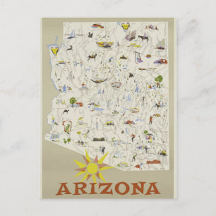 Vintage-Arizona-Reisewerbeposter Postkarte