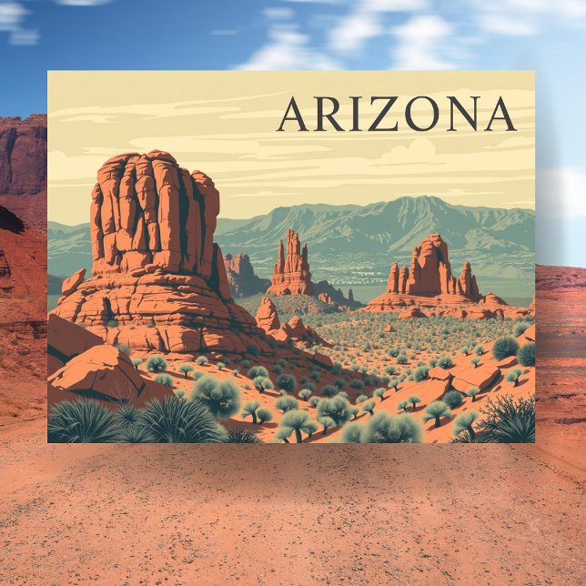 Vintage Arizona Rocks Travel Postkarte (Vintage Arizona Red Rocks Travel Postcard)