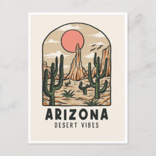 Vintage Arizona State Cactus Wüsten-Vibes Amerika Postkarte