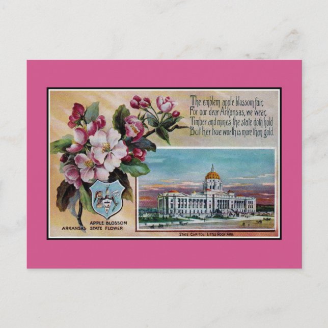 Vintage Arkansas Staat Blume, Gedicht Postkarte (Vorderseite)