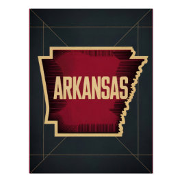 Vintage Arkansas State Map Retro Poster Design