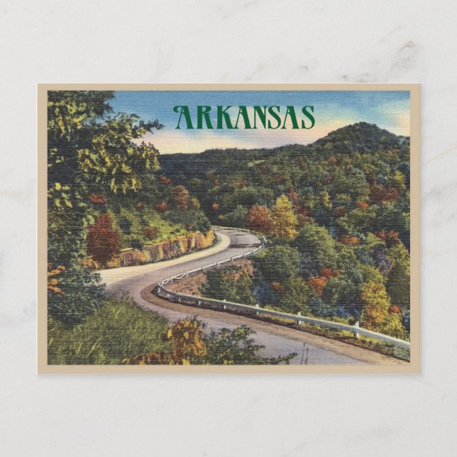 Vintage Arkansas Windstraße im Herbst Postkarte (Vorderseite)