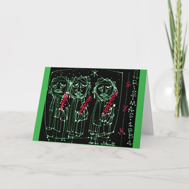VINTAGE ART 1954 Christmas Card Dankeskarte (Vorderseite)